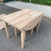 Renovated square extendable dining table in raw solid cherry wood, Louis XVI style.