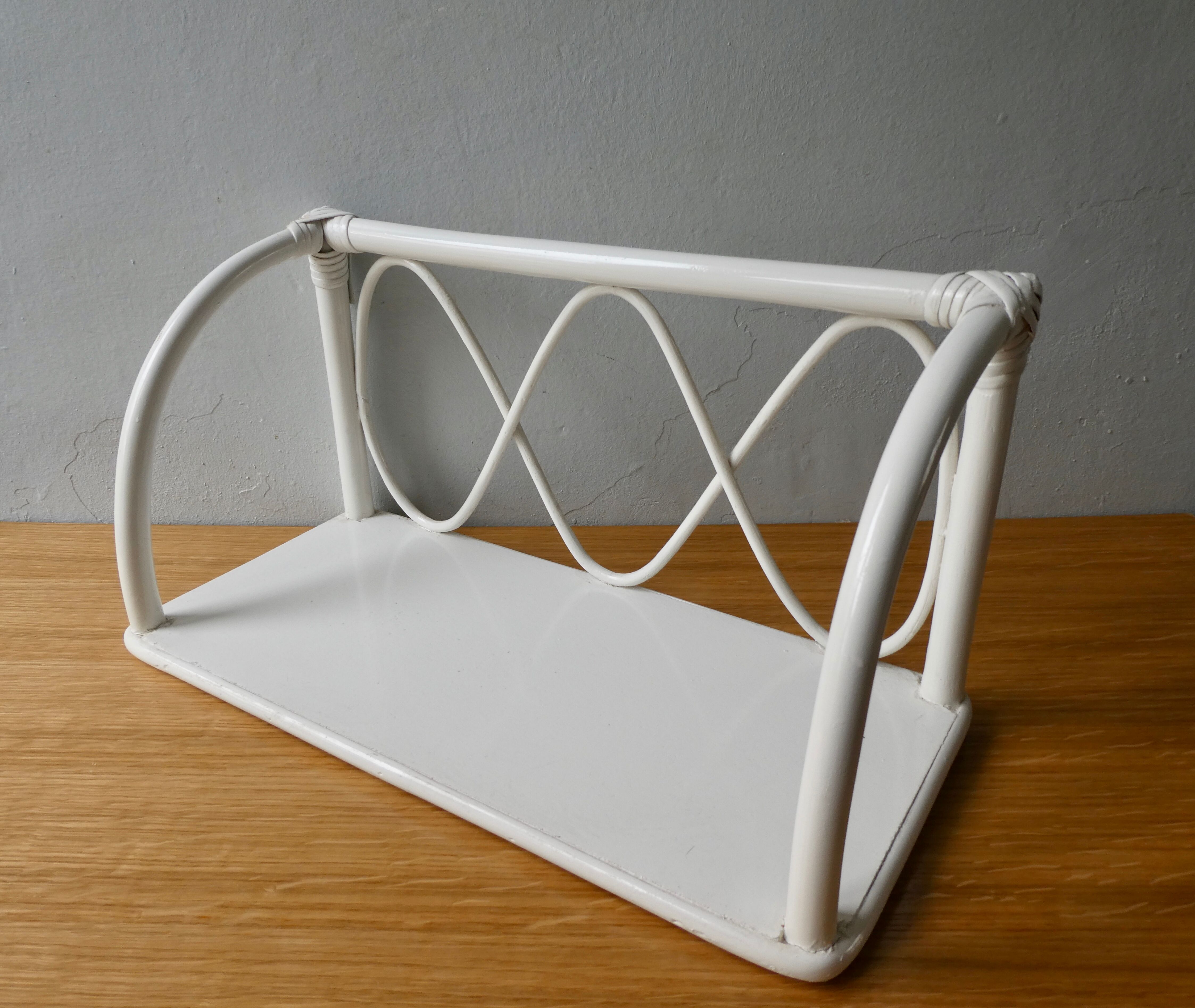 White rattan wall shelf, original colour