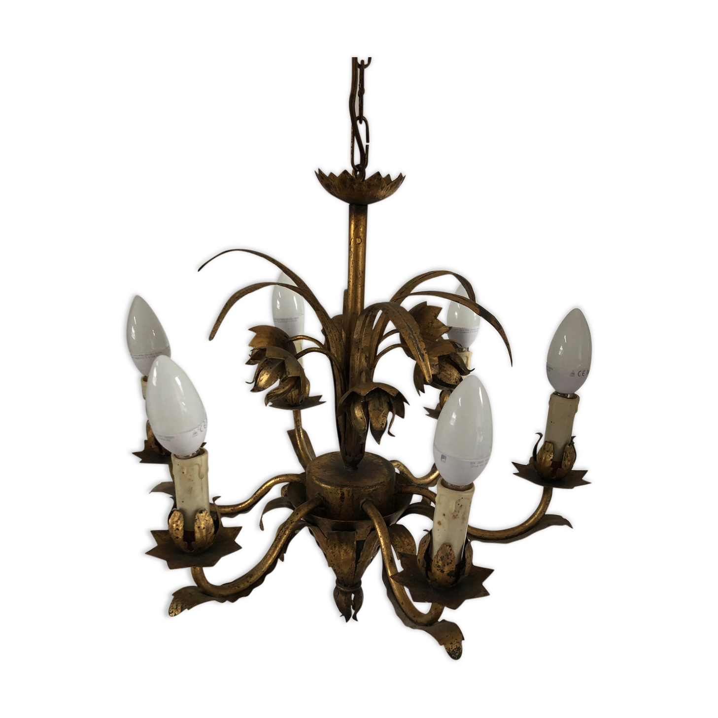 Golden metal chandelier