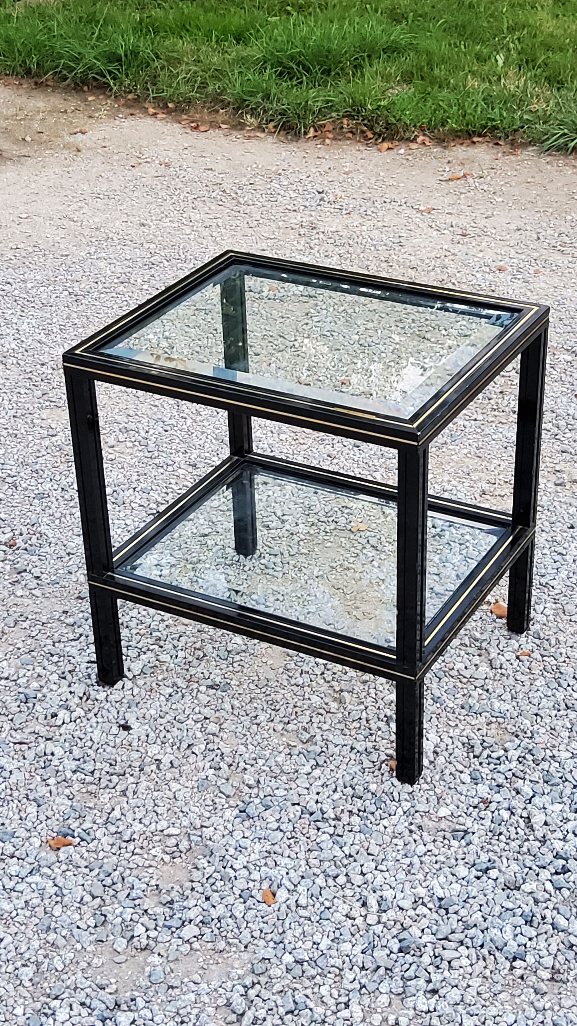 Side table end of sofa Pierre Vandel in metal and glass tops