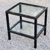 Side table end of sofa Pierre Vandel in metal and glass tops