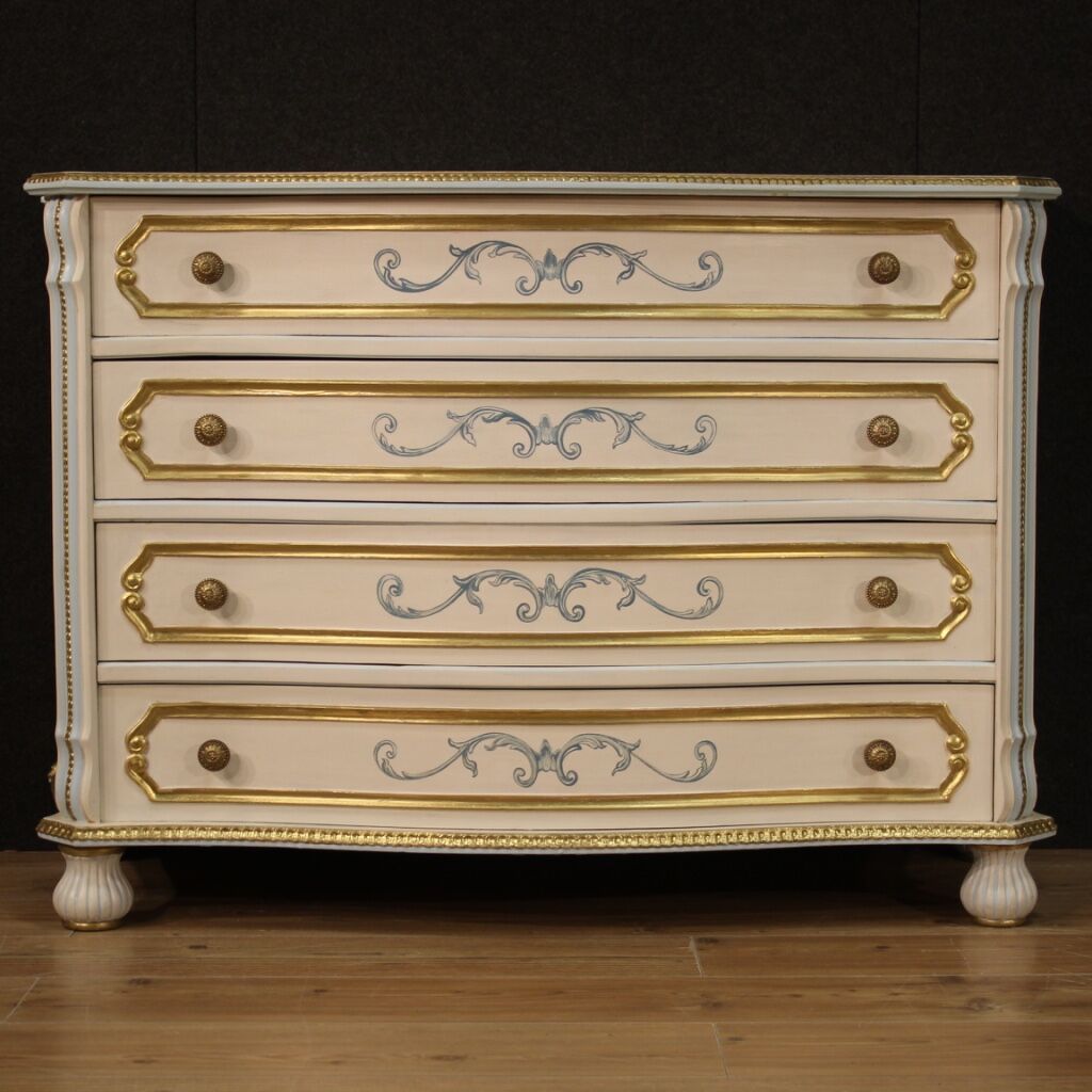 Italian dresser in lacquered, painted and gilded wood