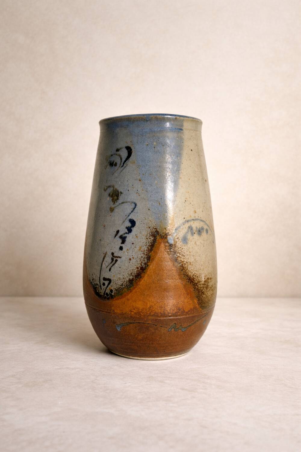 Vintage 60s stoneware vase signed