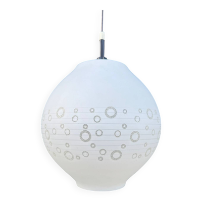 Suspension boule verre bulles années 70