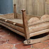 Rocking child cradle, wooden, popular art