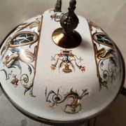 Lustre bronze, cuivre et faïence style gien
