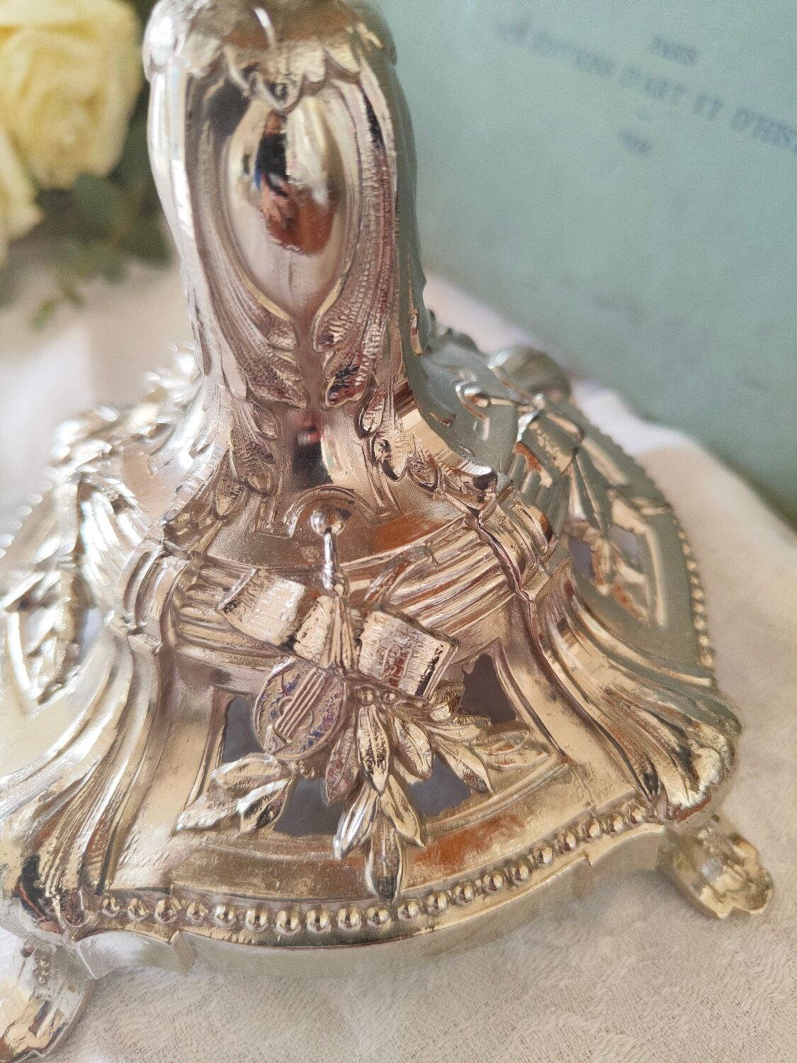 Crystal cup cut on metal stand