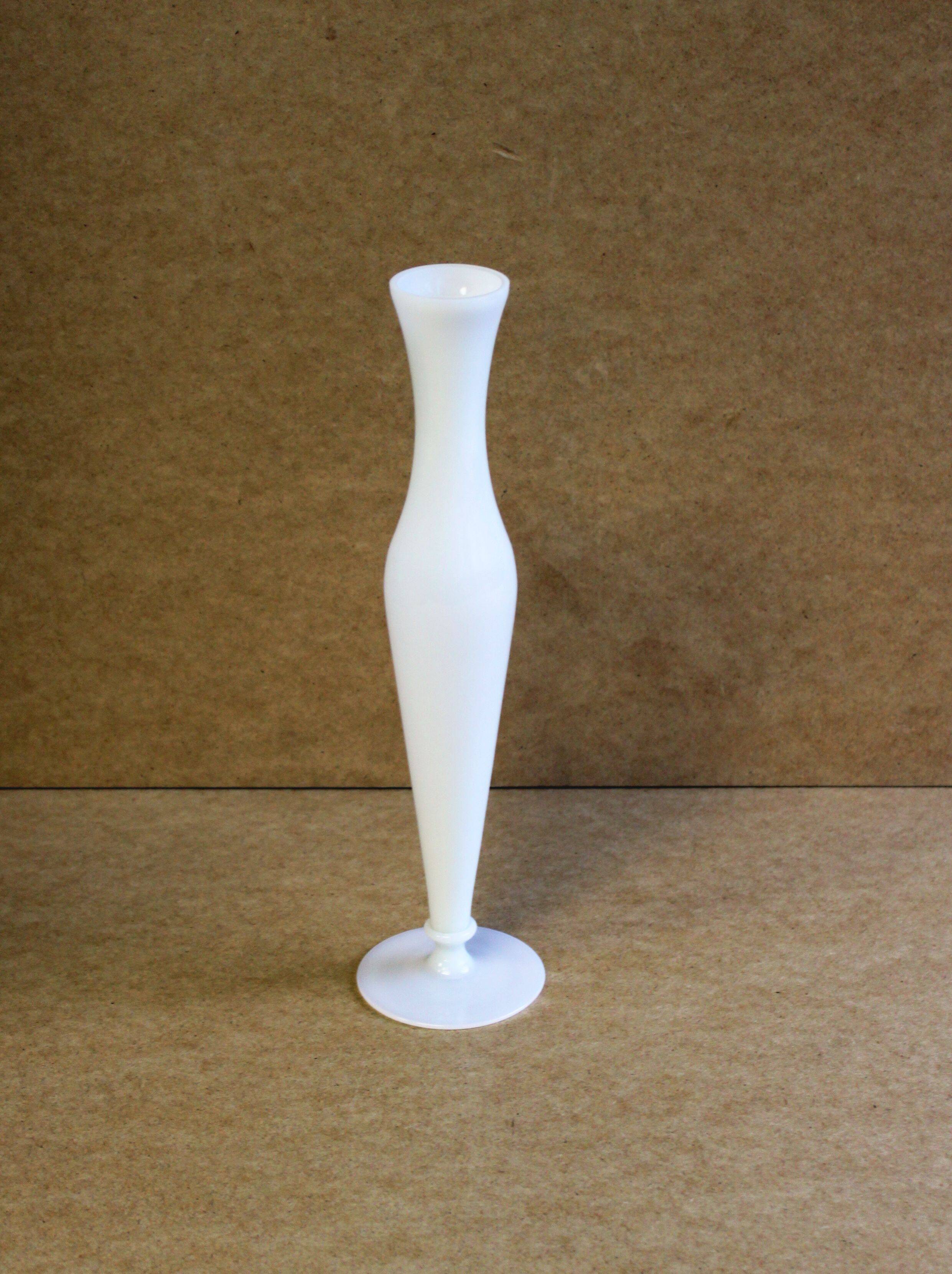 White opaline single-flower vase.