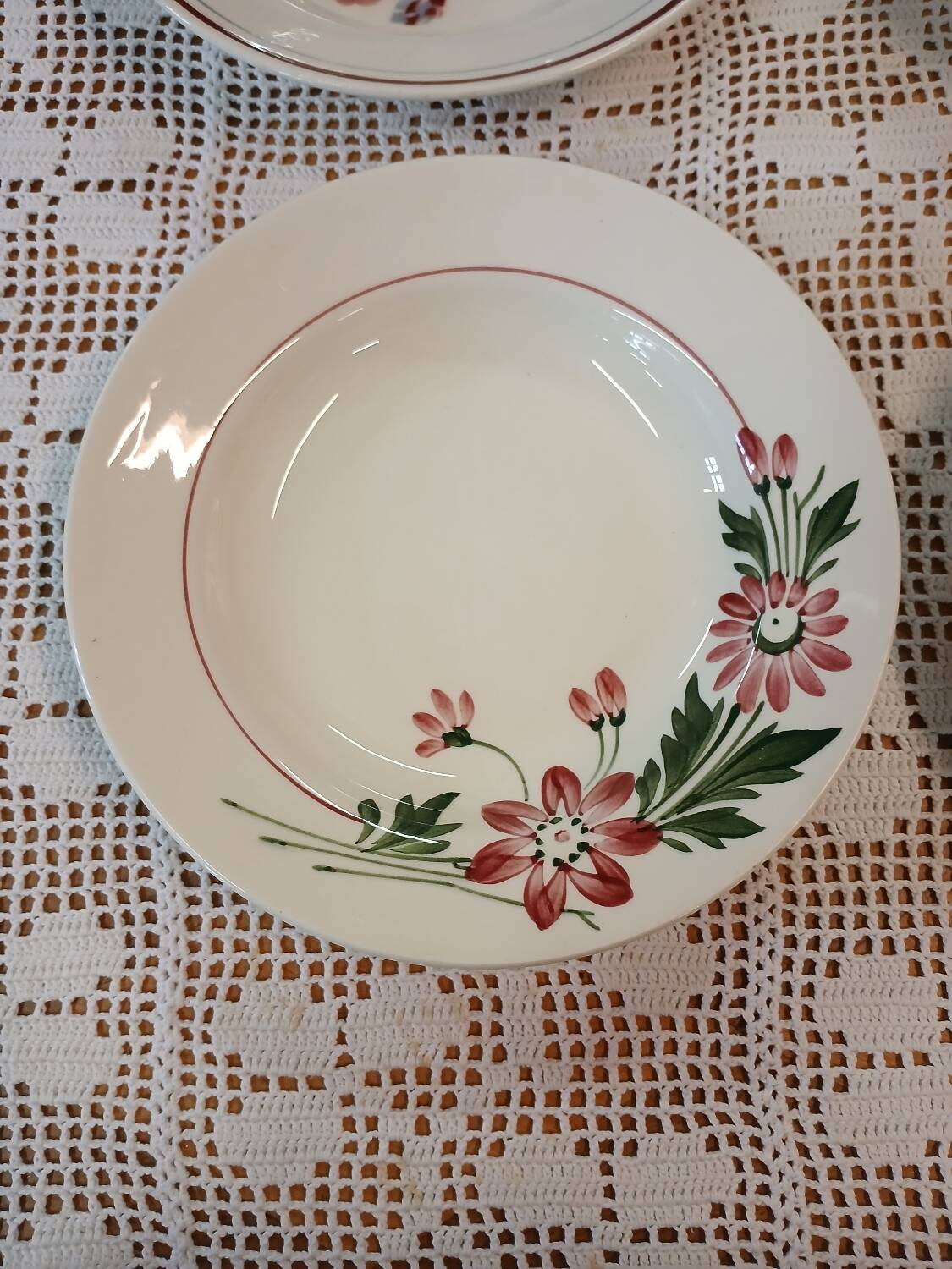 6 mismatched antique soup plates