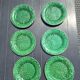 6 assiettes en barbotine verte