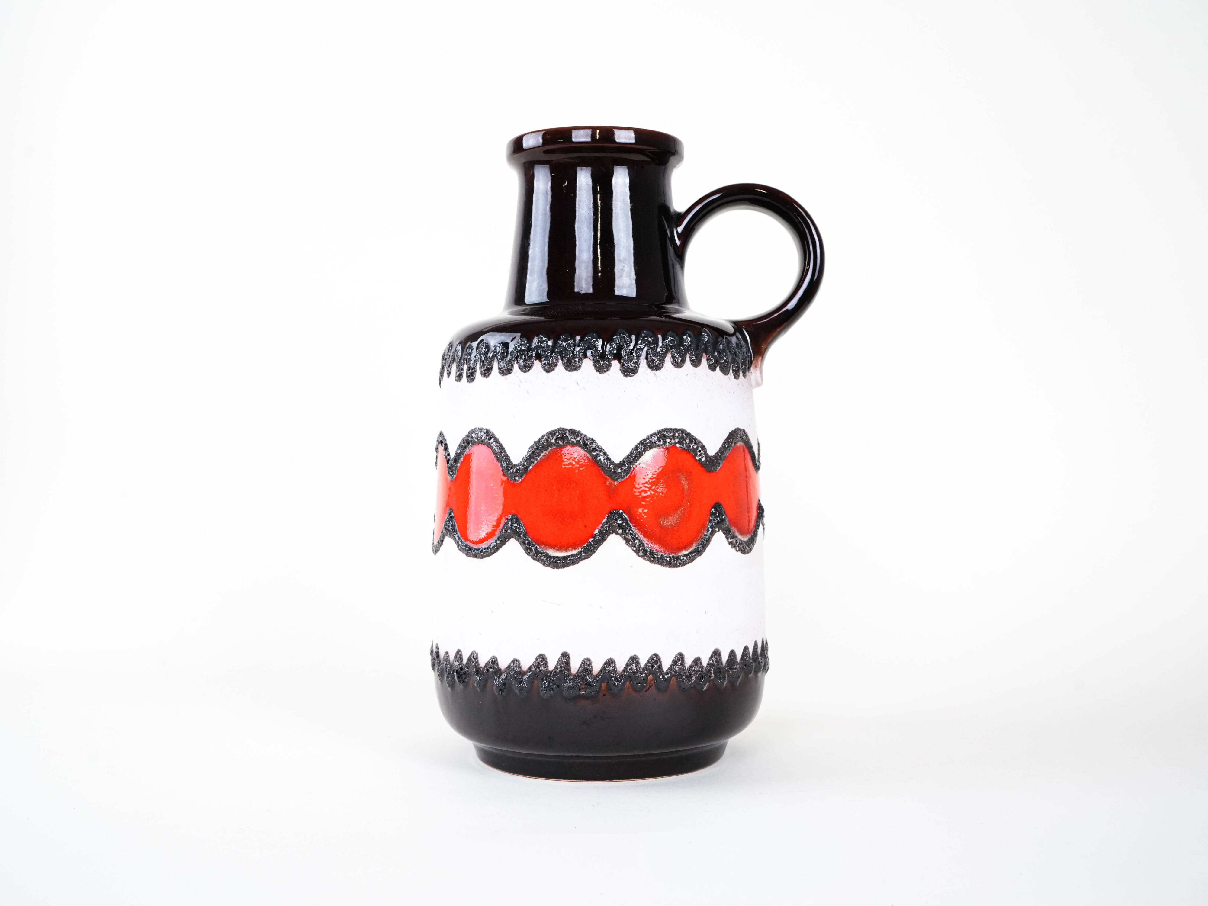 Ceramic vase with a handle, German design, 1960s, made in West Germany