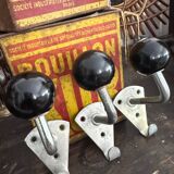 Old vintage black Bakelite ball hooks