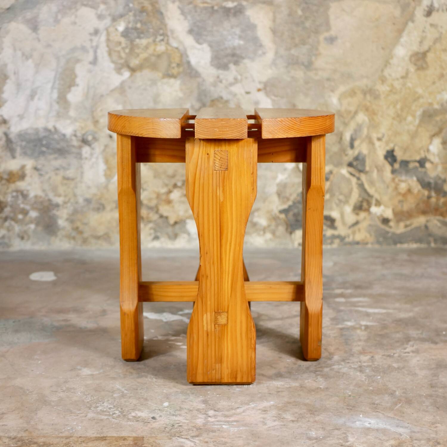 70s pine stool