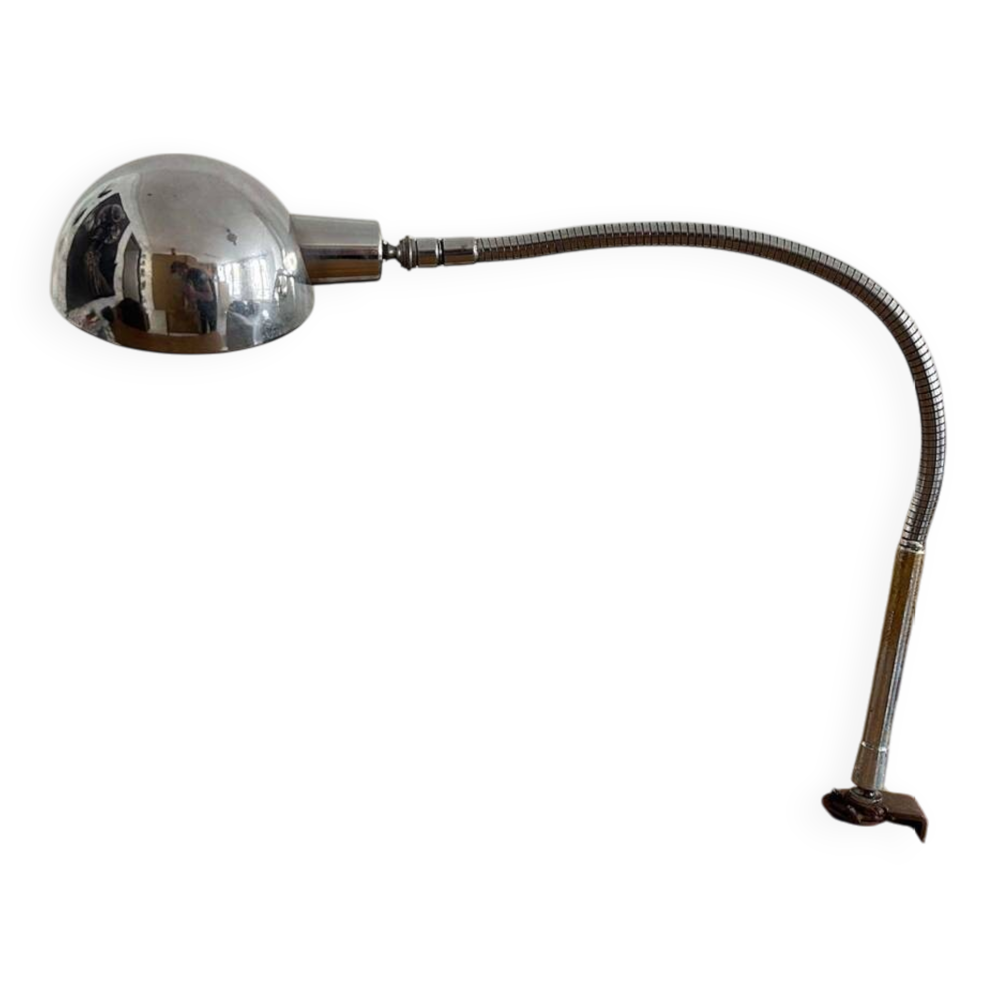 Adjustable desk lamp, chromed metal, France 1940