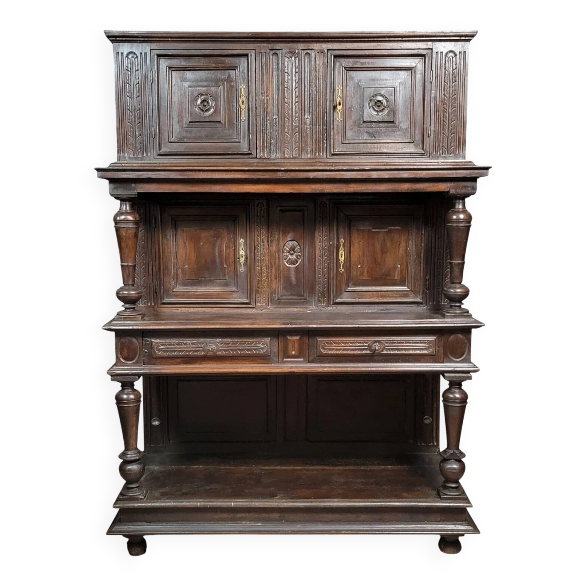 Renaissance cabinet from the 17th century in solid carved wood circa 1680