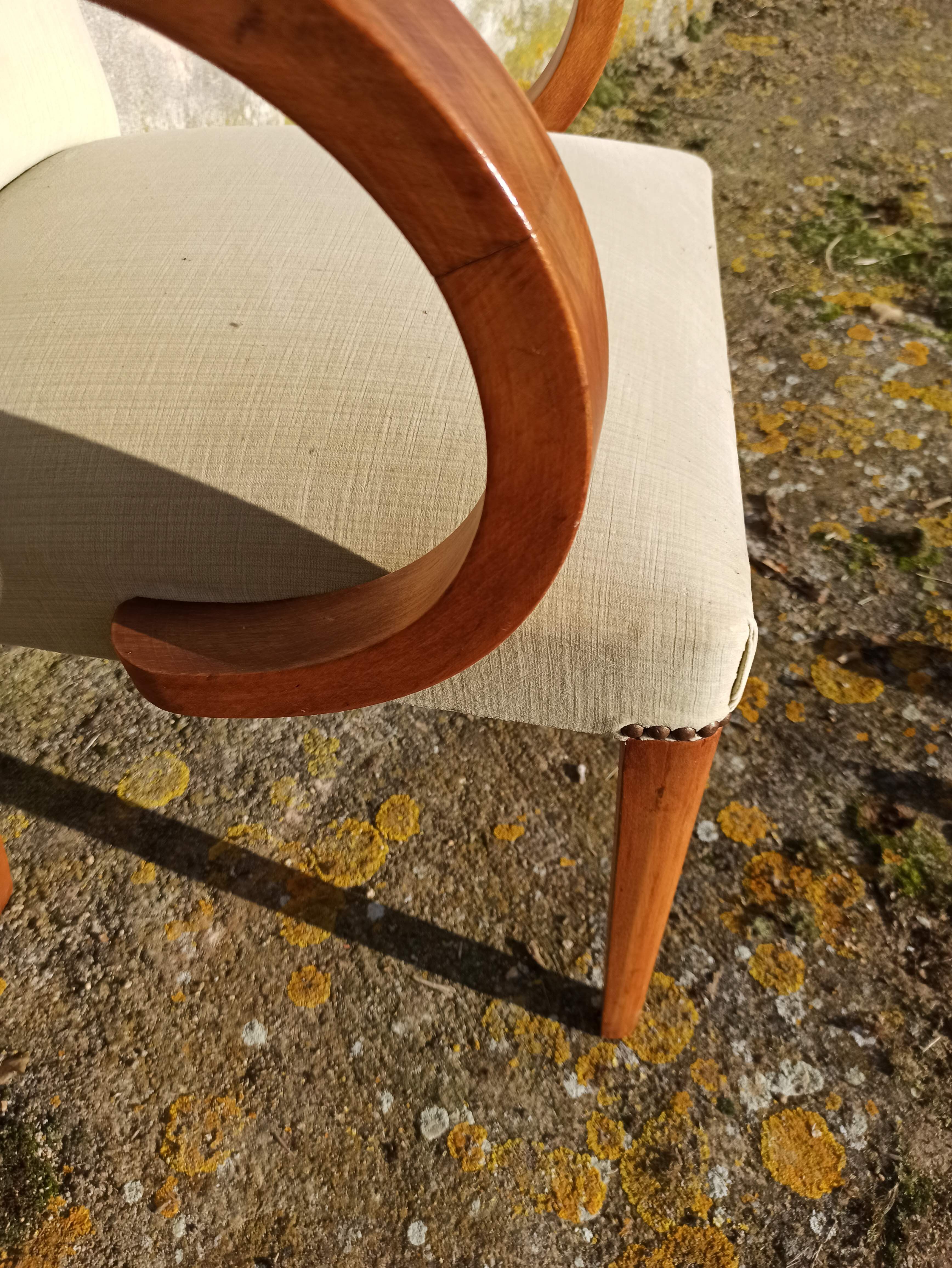 Pair of bridge armchairs from the 50s off-white velvet