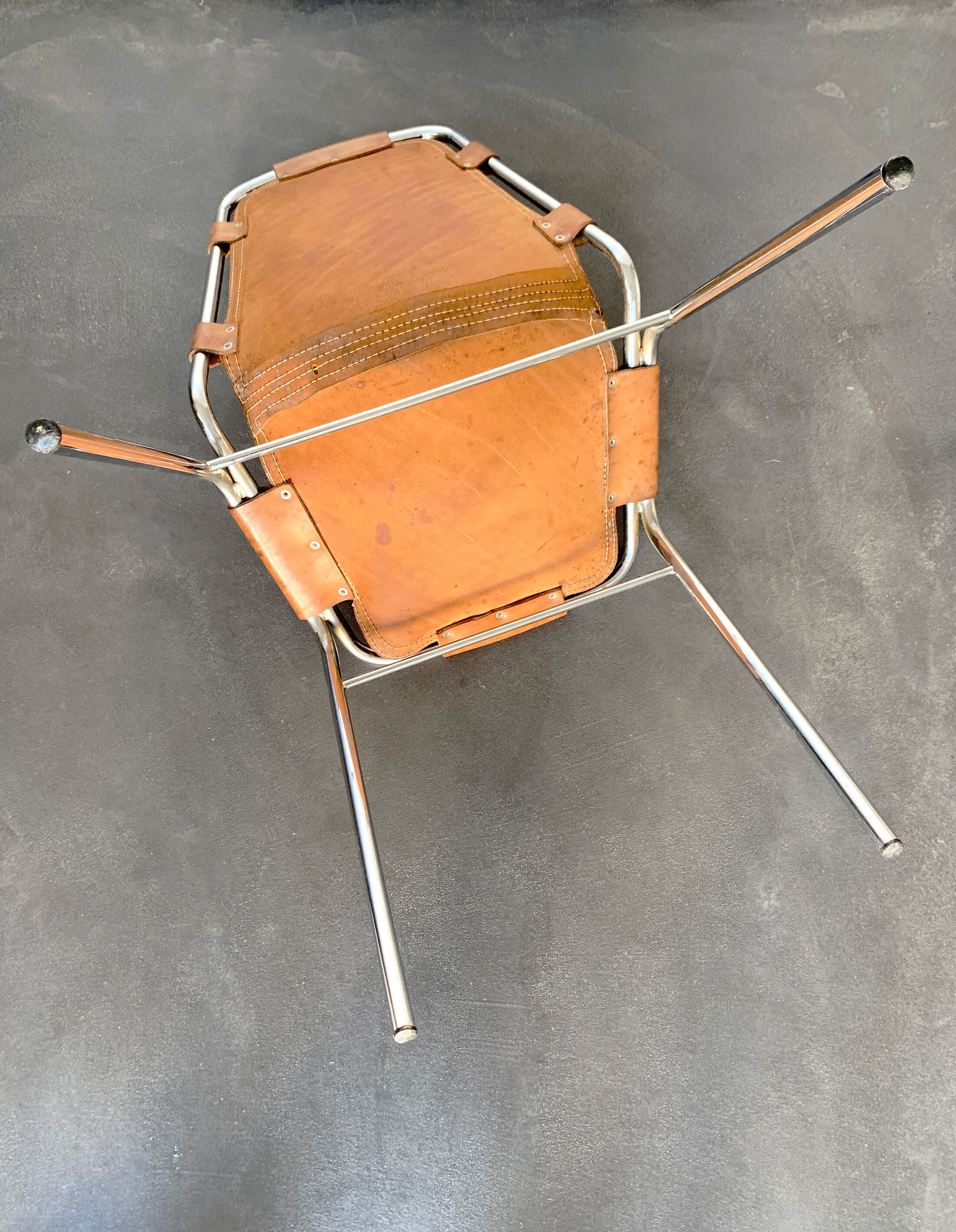 Vintage Chair Les Arcs in leather, published by Dal Vera, 1960s-70s