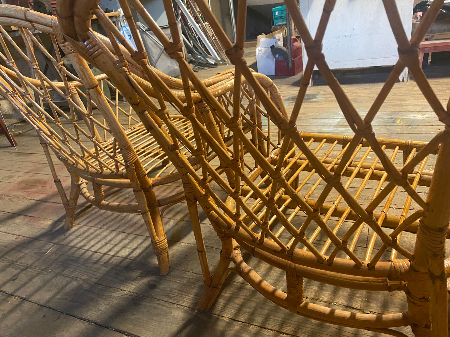 Pair of rattan armchairs