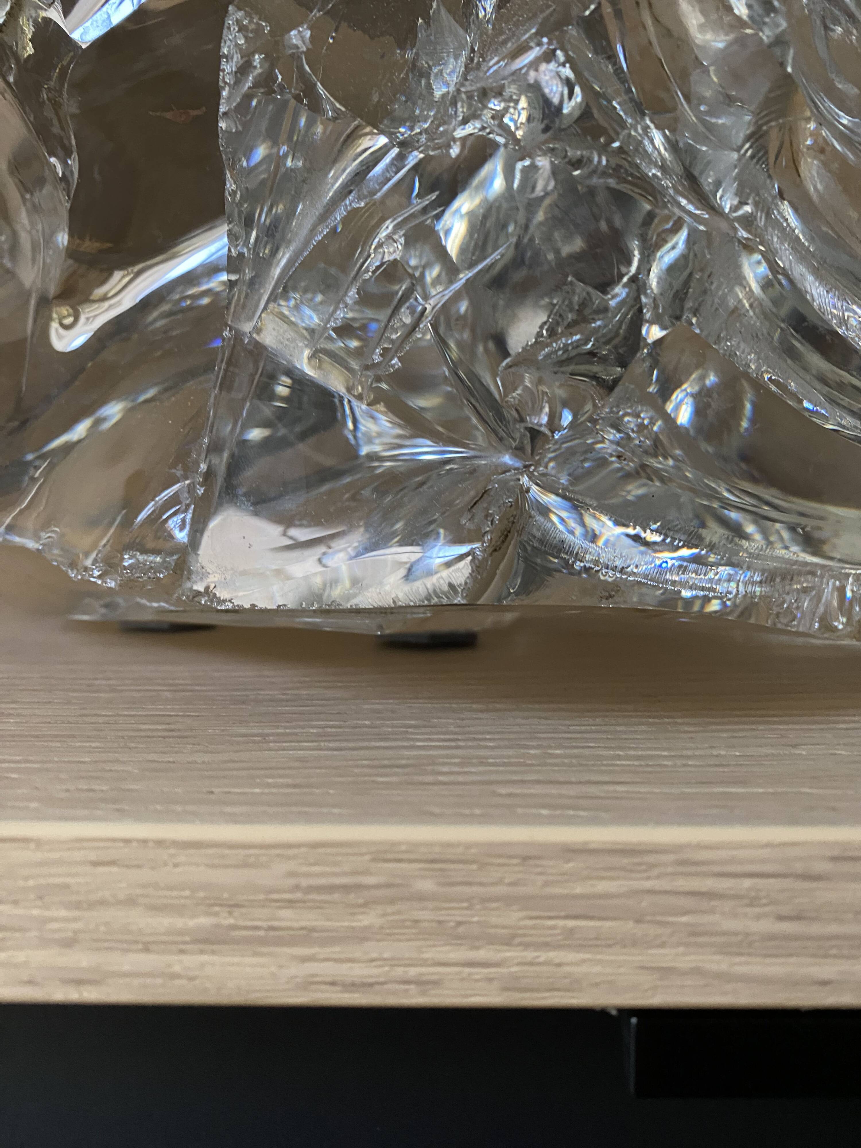 Art Deco lamp in crystal block, in the style of Jean-Michel Frank, 1930.