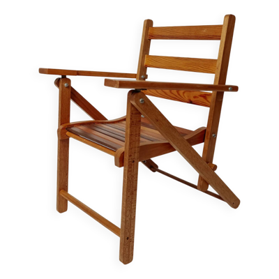 Chaise pliante vintage en teck pour enfants