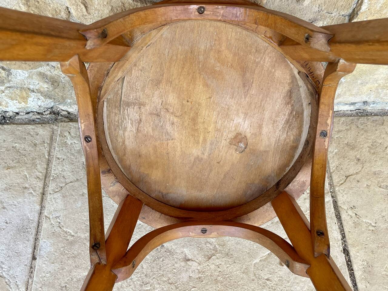 Vintage Curved Wood Stool, Baumann, Circa 1950s/1960s