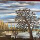 Lake landscape, Vendée marshes, oil on canvas signed Guy Charles