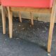 Pair of Vintage Bridge Armchairs Red & Wood 1950s
