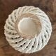 Small vintage white woven ceramic basket