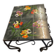 Vallauris coffee table signed rheaul faience tiles, flowers and wrought iron