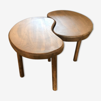 Pair of oak tripod stools