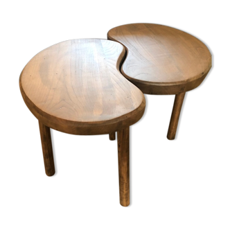 Pair of oak tripod stools
