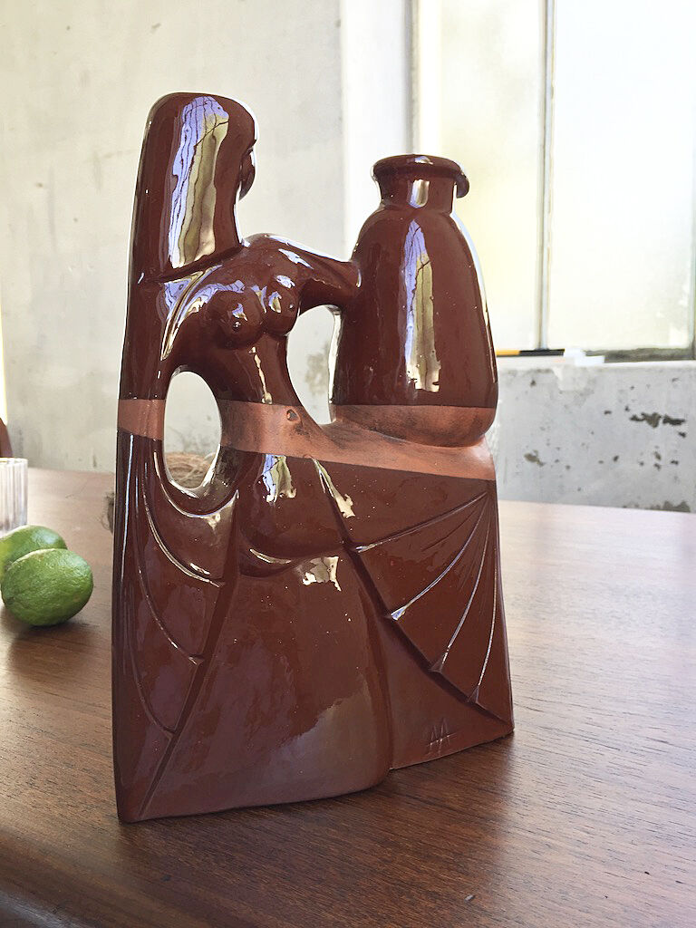Ceramic pitcher vase polymorphic woman art deco