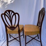 Série quatre chaises anglaises Hepplewhite acajou cuir début XXème