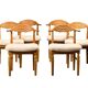 Henning Kjærnulf dining chairs set in Oak and Sheepskin, Denmark, 1960s