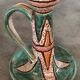 Hand candleholder in enamelled ceramic, polychrome paint, art deco, numbered