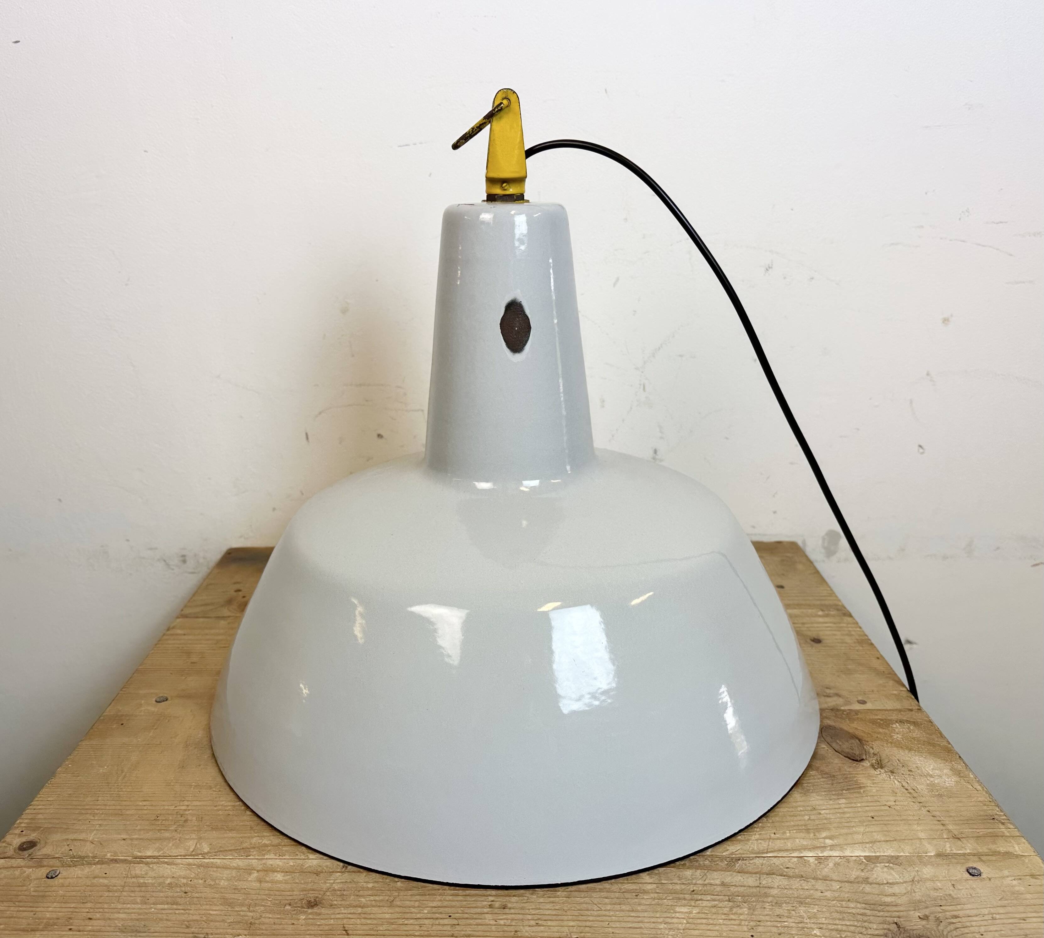 Industrial Grey Enamel Factory Pendant Lamp from Philips, 1960s