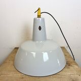 Industrial Grey Enamel Factory Pendant Lamp from Philips, 1960s