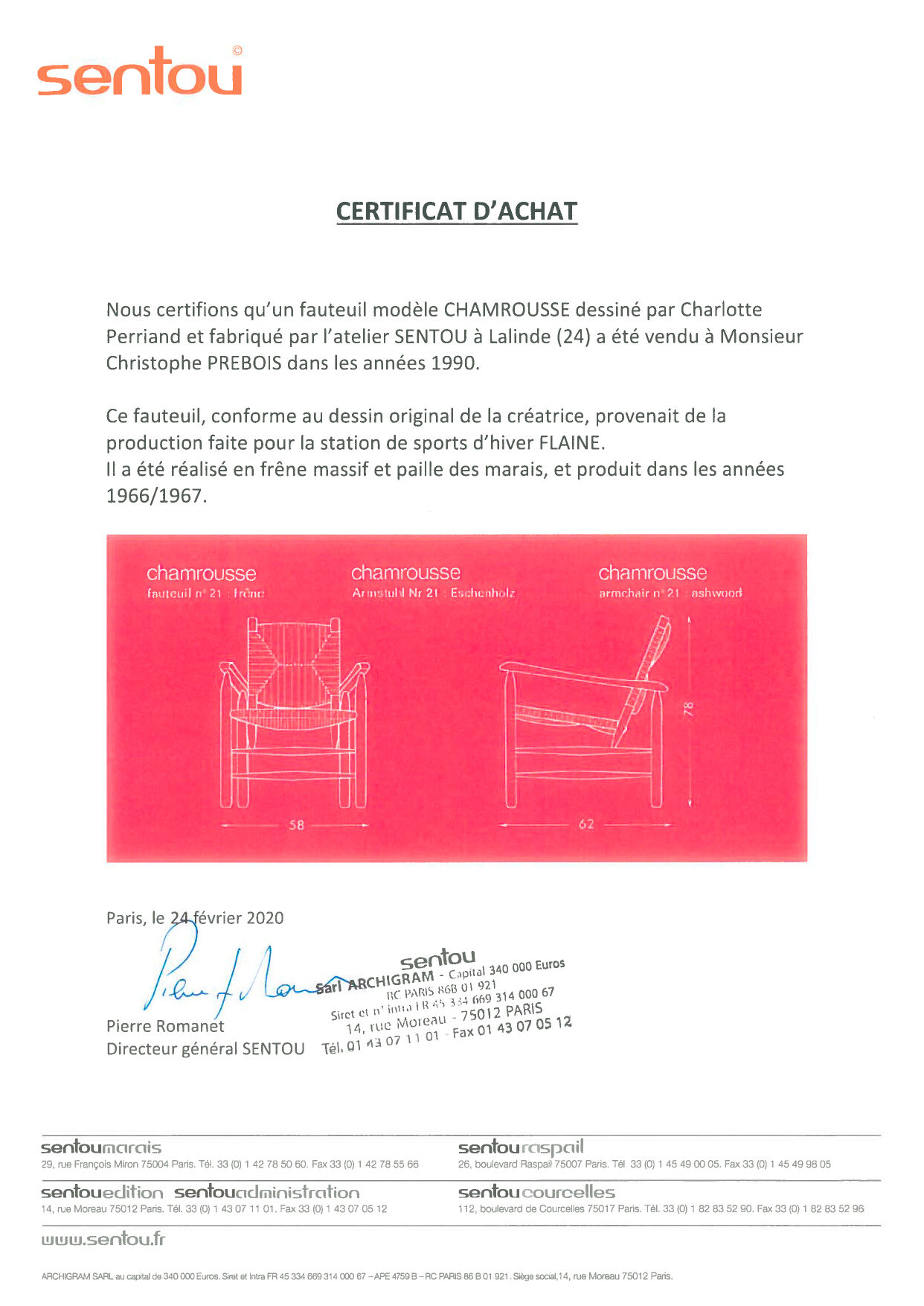 "Paillé" armchair by Charlotte Perriand