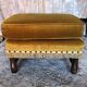 Jean Roche footrest in velvet and wood