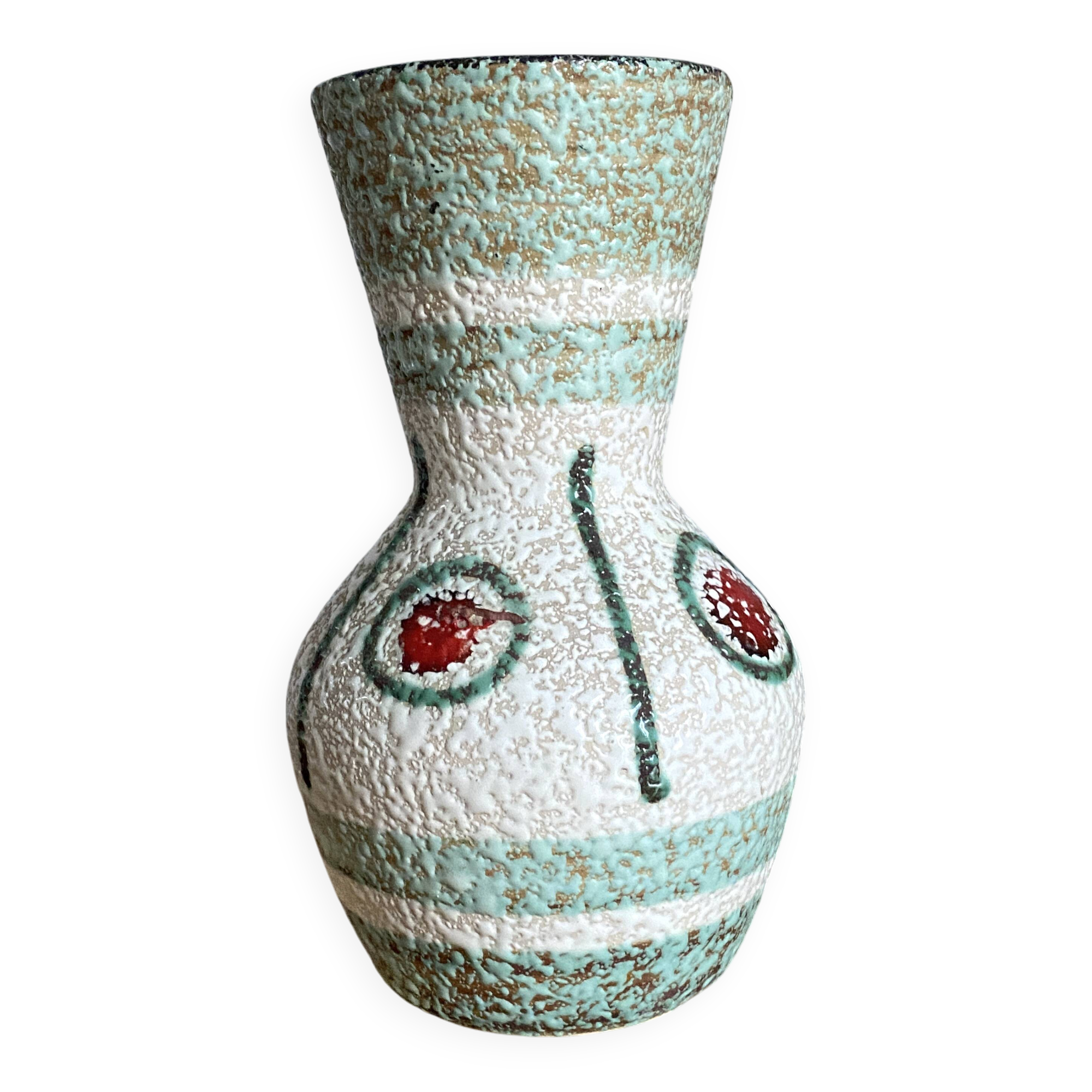 Vintage W Germany white lava celadon green vase 1970 - perfect condition