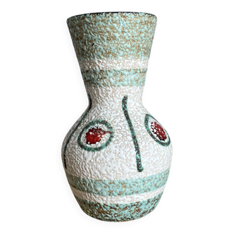 Vintage W Germany white lava celadon green vase 1970 - perfect condition
