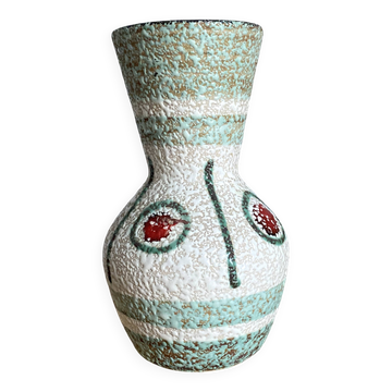 Vase West Germany blanc et vert, 1970