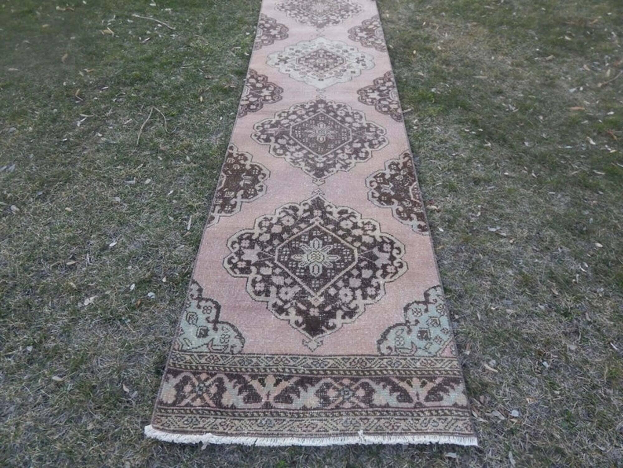 Vintage Turkish hallway rug 80x775 cm