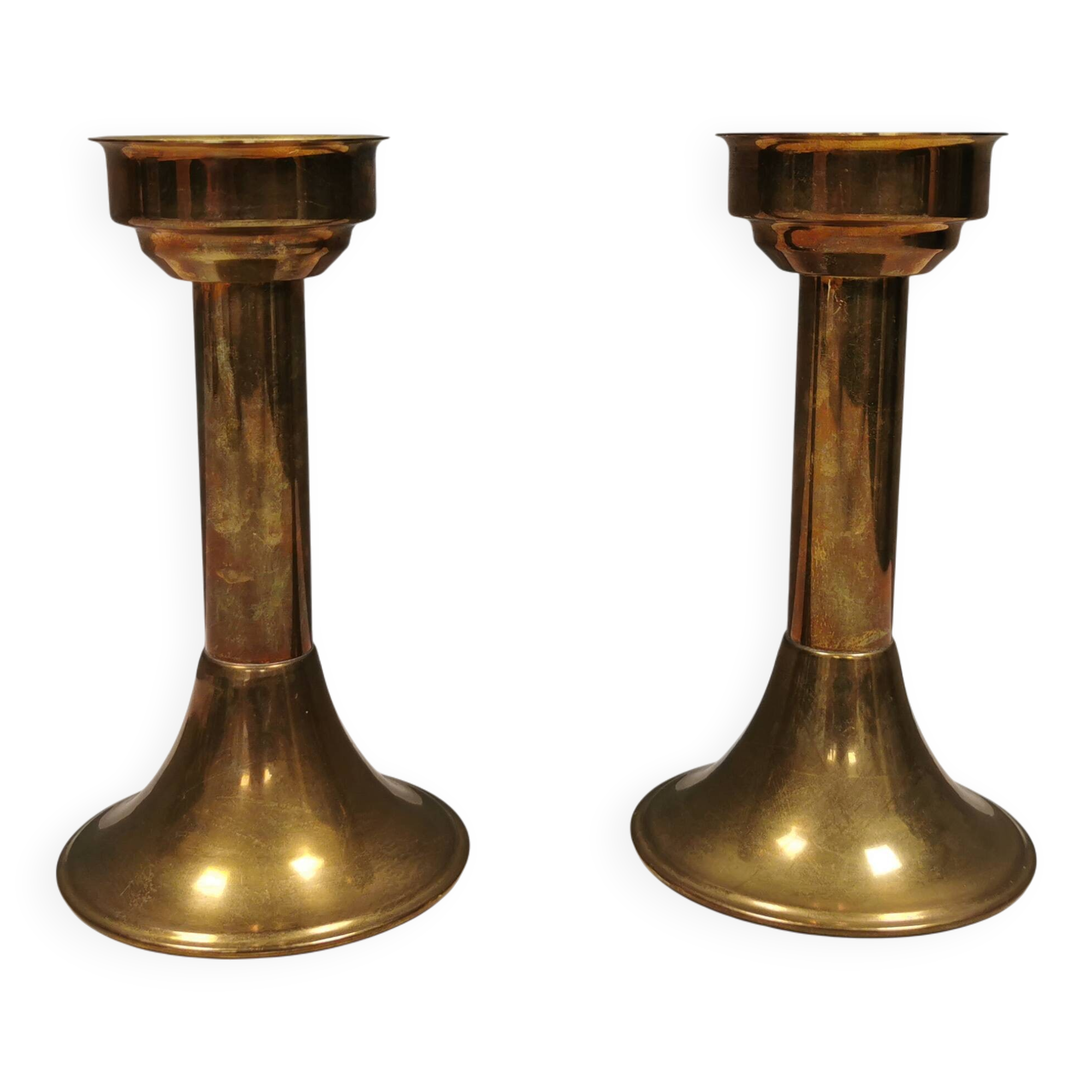 A set of brass candle holders from CAWA Denmark, 1960s.