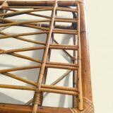 Low Varnished Rattan Armchair by Audoux-Minnet - Golfe-Juan, 1950s-1960s