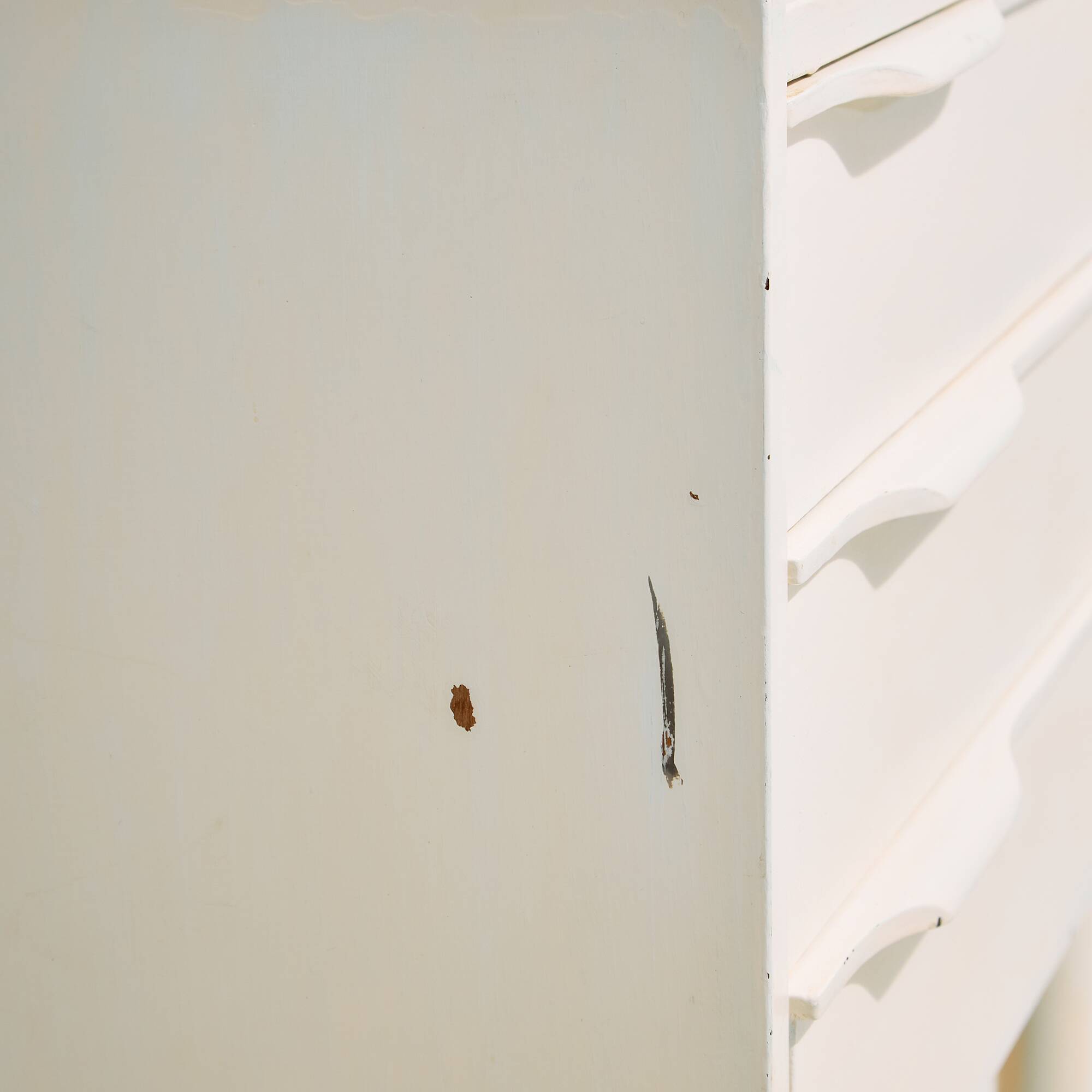 White painted nightstand with three drawers