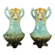 Pair of Art Nouveau vases in glazed ceramic with floral decoration, 20th Century
