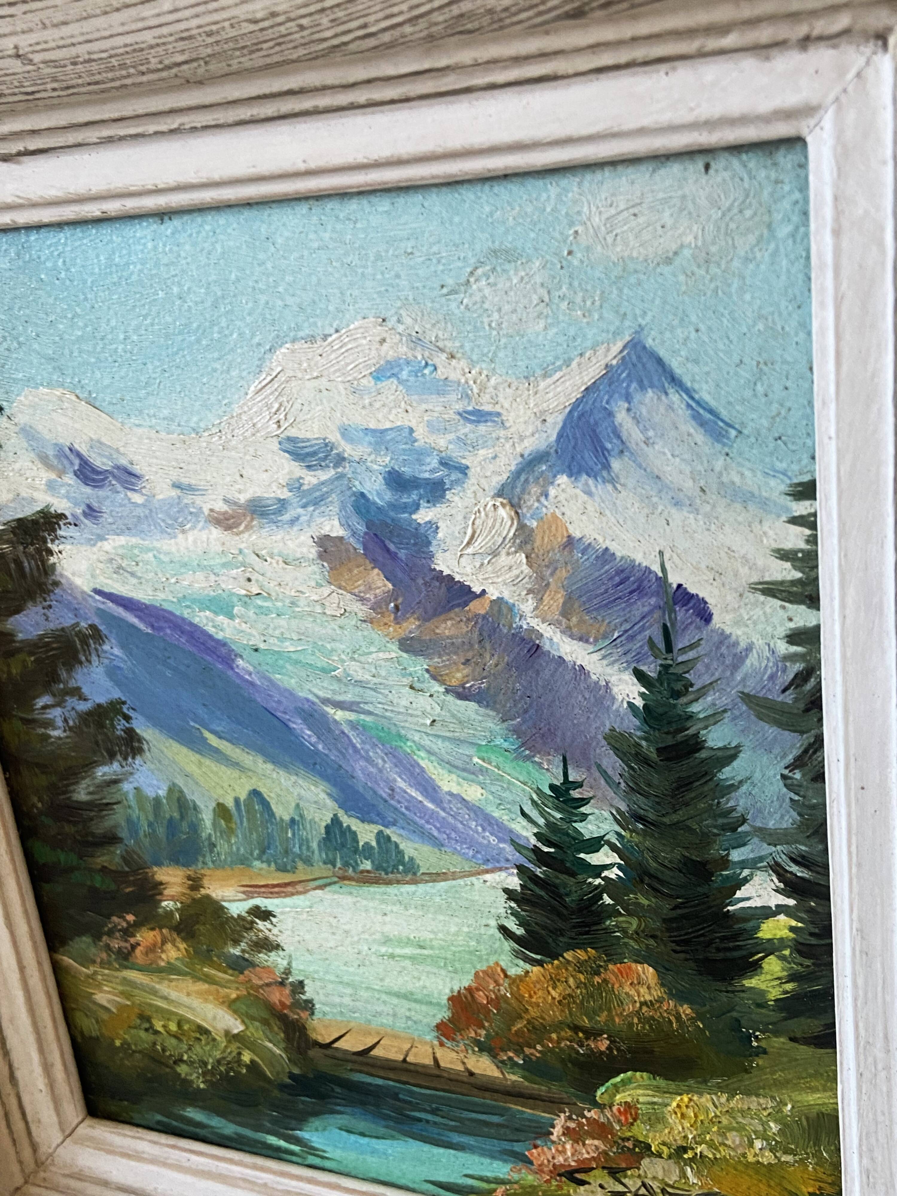 Oil Painting on Panel Vintage Signed CLAUDE SARGUE Landscape 2