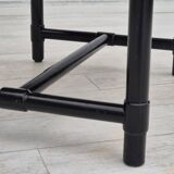 1970s, set of 4 Finnish armchairs by Lepokalusto, original condition, birch wood, leather.