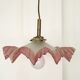 White & pink glass suspension scalloped early twentieth century